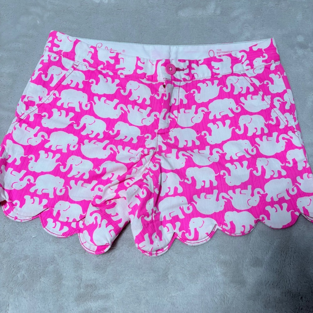 Lilly Pulitzer Scalloped Buttercup Shorts Pink Elephant Size 0